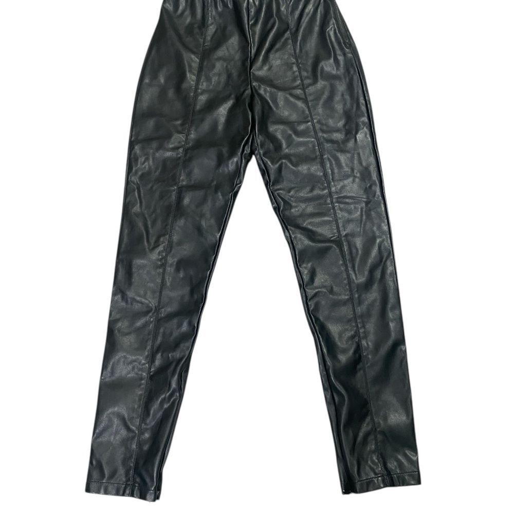 Shinestar Womens Sleek Black Faux Leather Pants